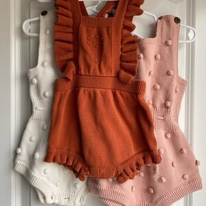 Lot of 3 Knit Baby Rompers